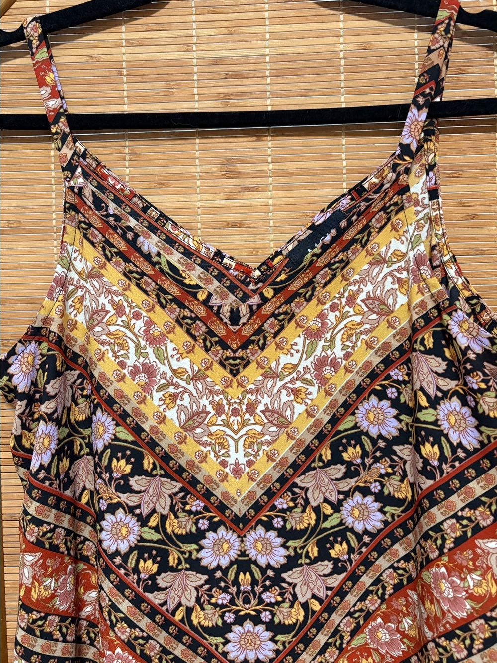 Bohemian Floral Chevron Maxi Skirt in Rust and Yellow - Picture 3 of 7